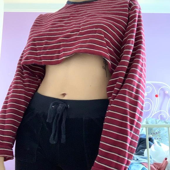 Striped long sleeve crop shirt - Picture 2 of 2